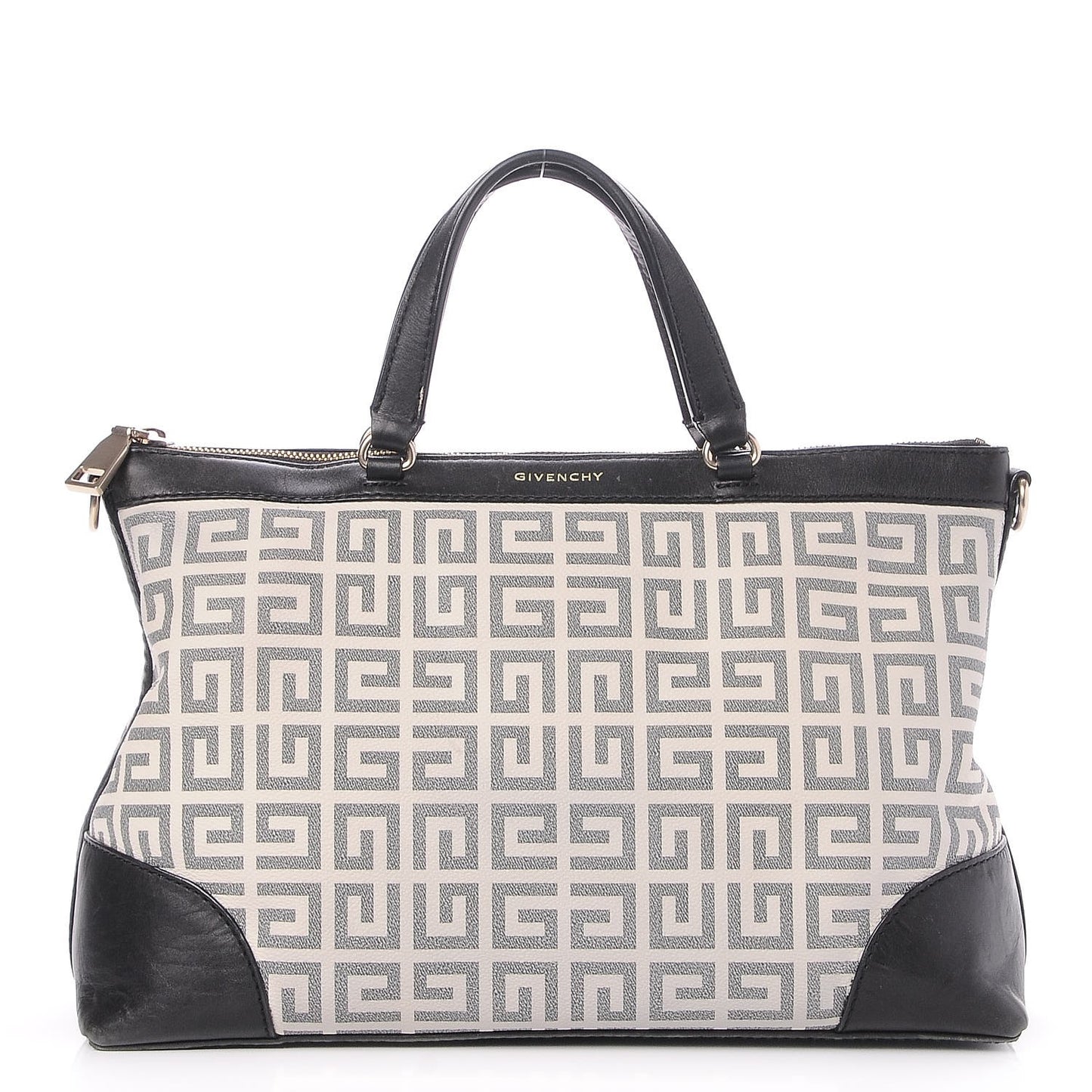 Canvas Leather Trim Large Tote Bag Black