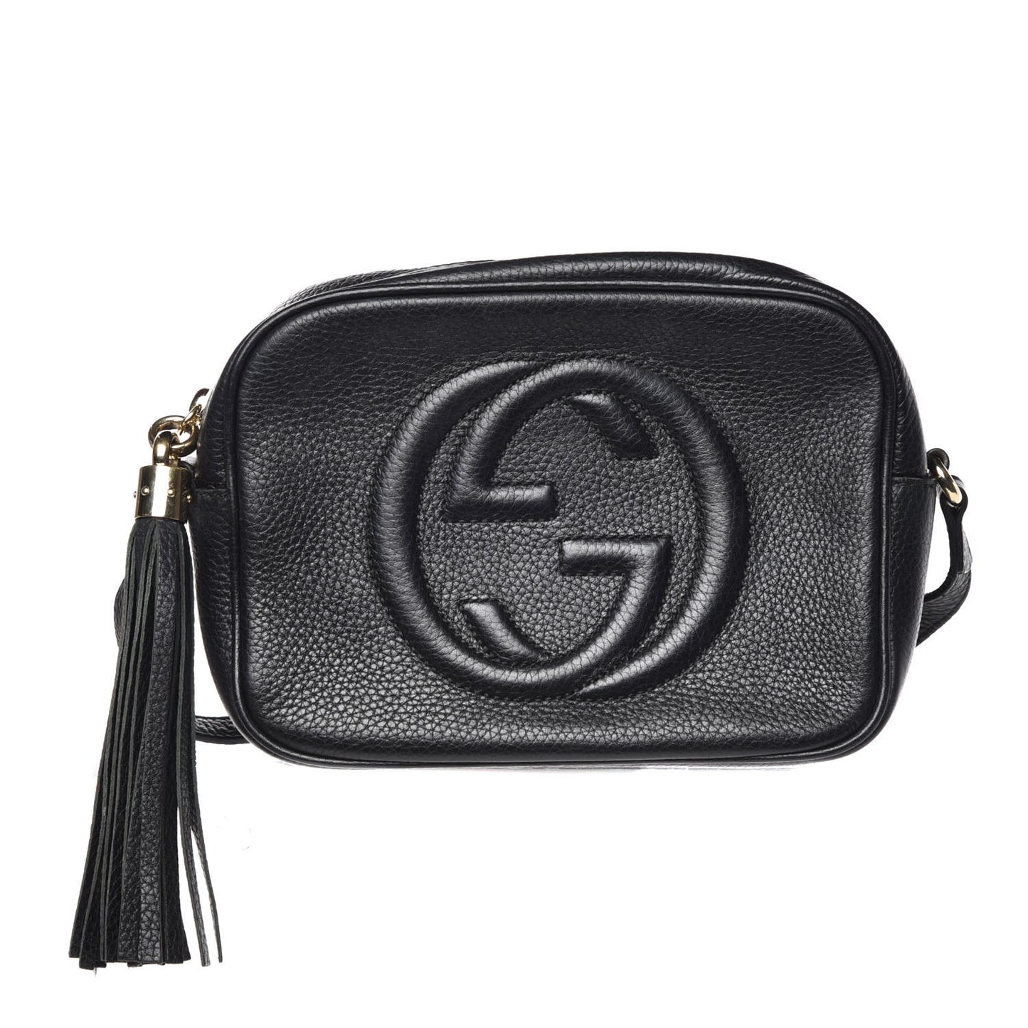 Pebbled Calfskin Small Soho Disco Bag Black