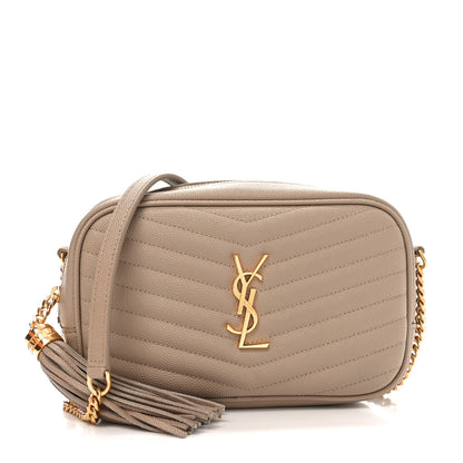 Saint Laurent Grain De Poudre Matelasse Monogram Mini Lou Camera Bag Dark Beige 1 of 11