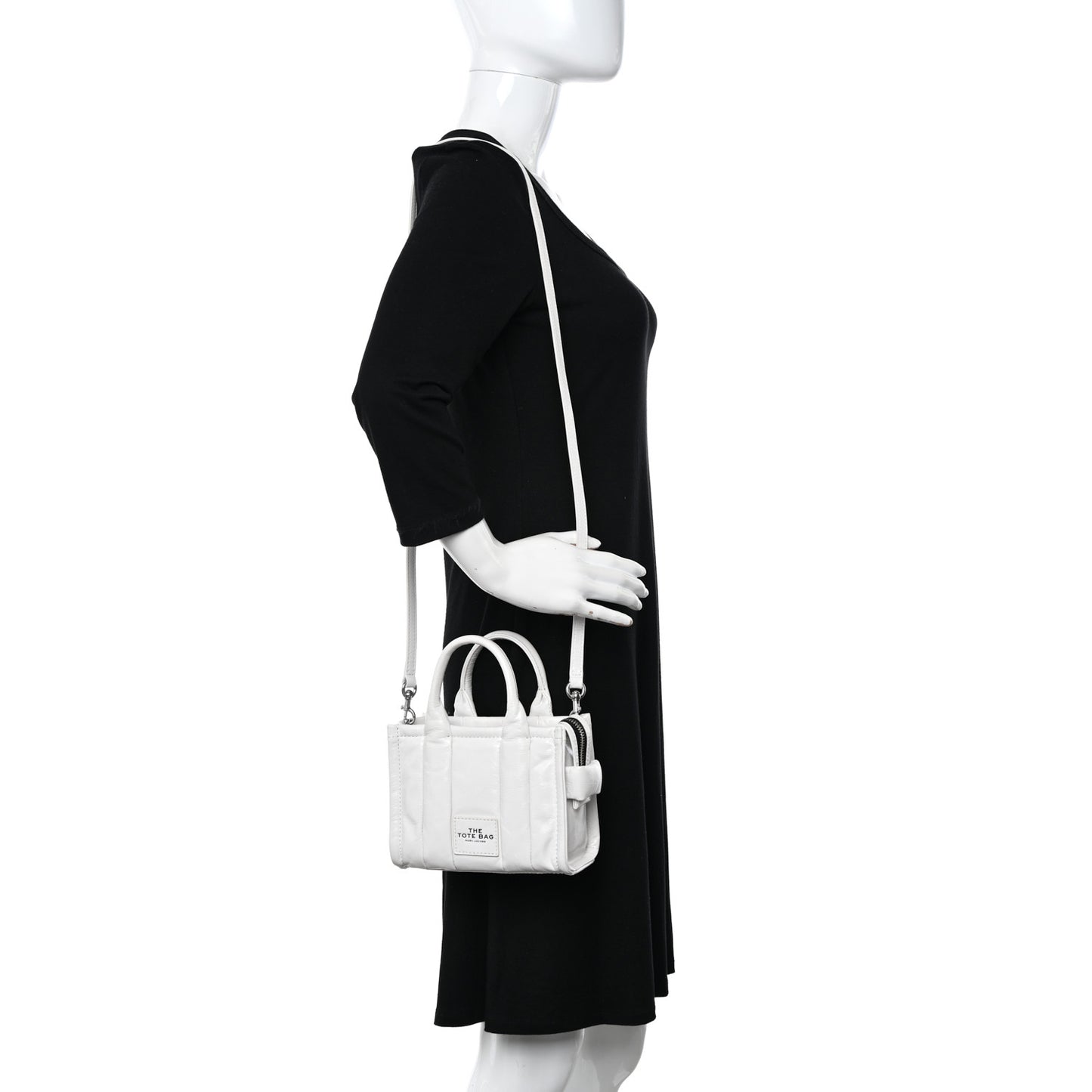 Shiny Crinkled Calfskin Mini The Tote Bag White