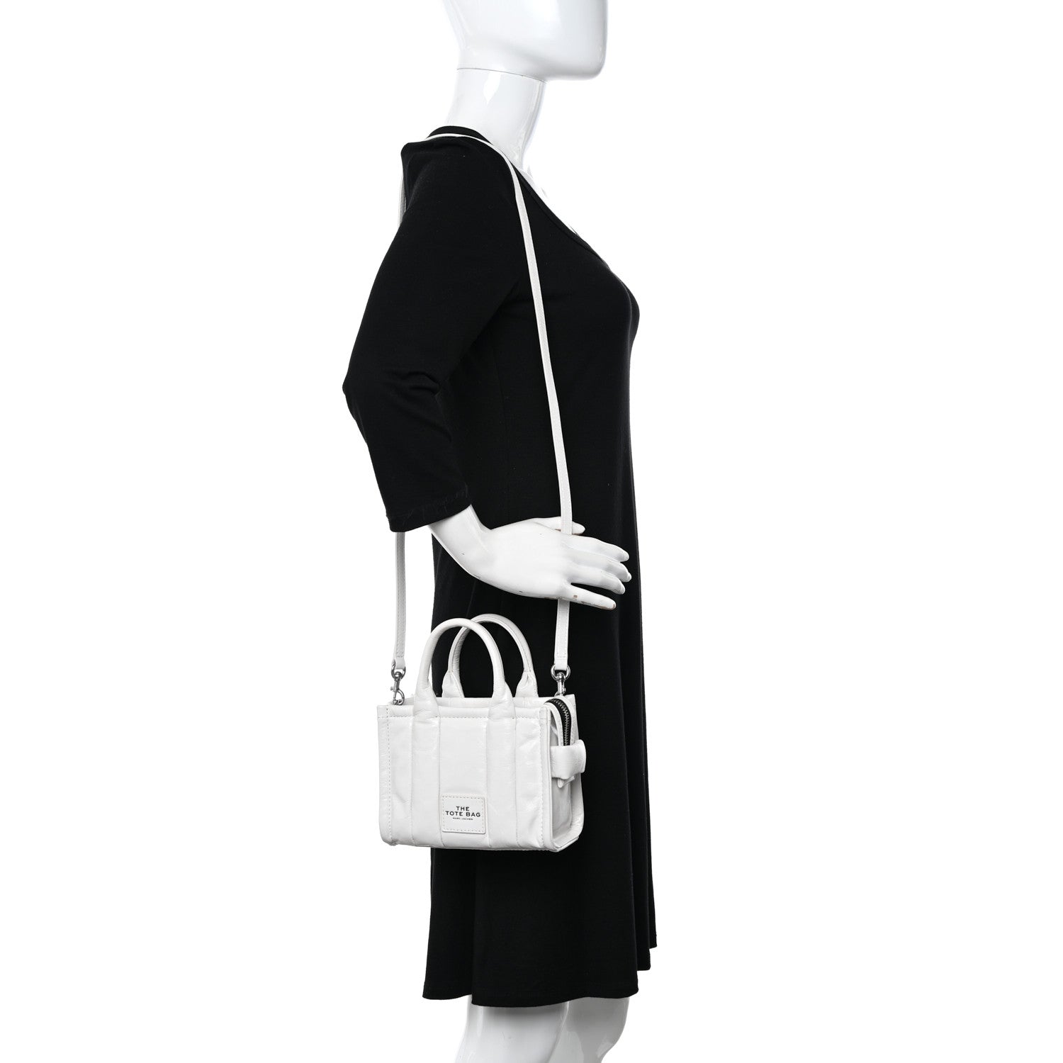 Marc Jacobs Shiny Crinkled Calfskin Mini The Tote Bag White 2 of 10