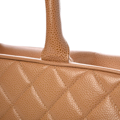 Chanel Caviar Quilted Large Bowler Bag Beige 13 of 15