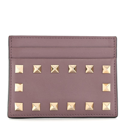 Valentino Garavani Vitello Rockstud Card Holder Dark Mauve 1 of 9