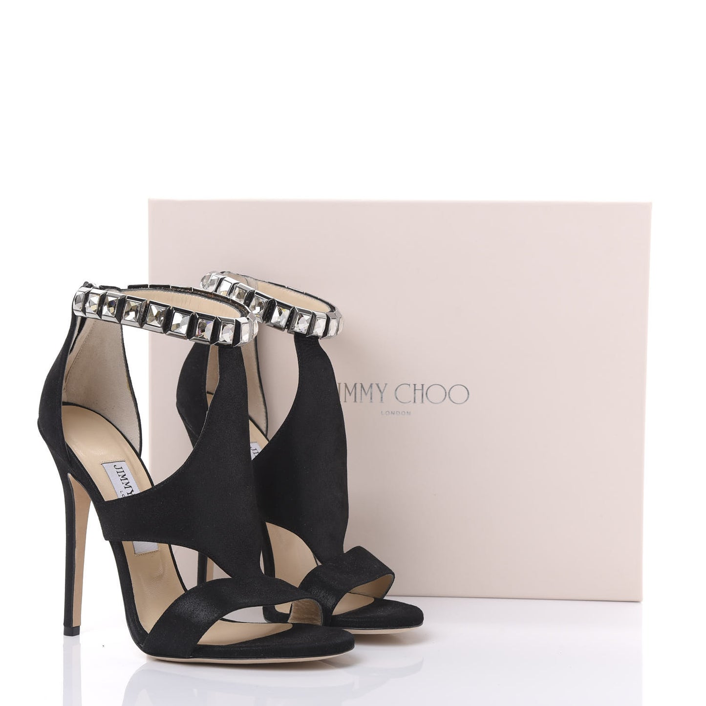 Shimmer Suede Crystal Halo 120 Sandal 38 Black