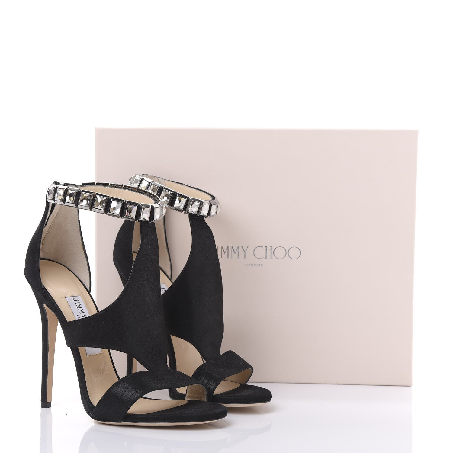 Jimmy Choo Shimmer Suede Crystal Halo 120 Sandal 38 Black 8 of 8