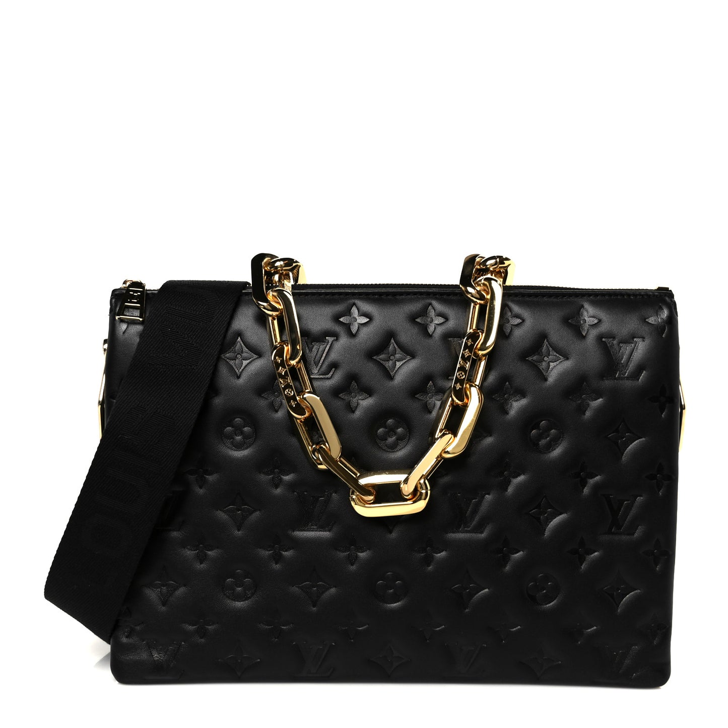 Lambskin Embossed Monogram Coussin Black