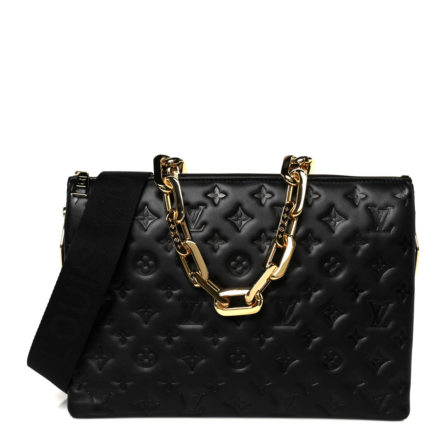 Louis Vuitton Lambskin Embossed Monogram Coussin Black 1 of 13
