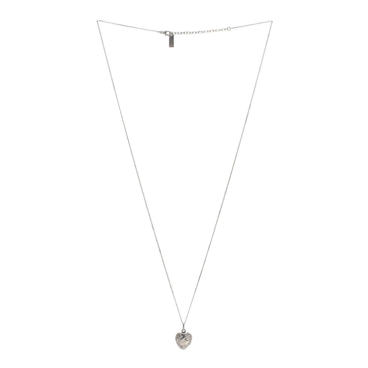 Saint Laurent Metal Heart Necklace Silver 3 of 7