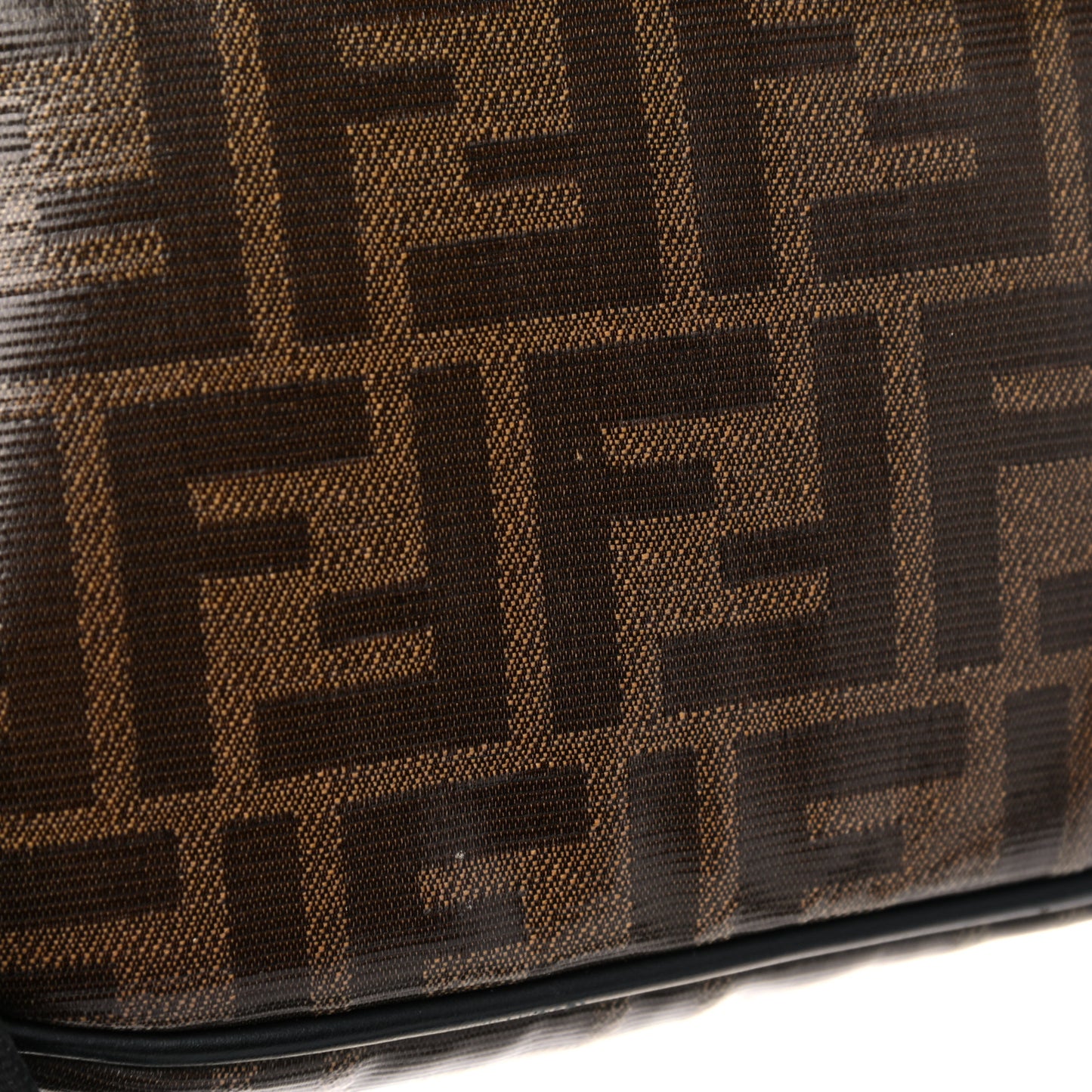 Glazed Fabric Vitello Century FF 1974 Stamp Patch Mens Pocket Belt Bag Mogano Panna Black