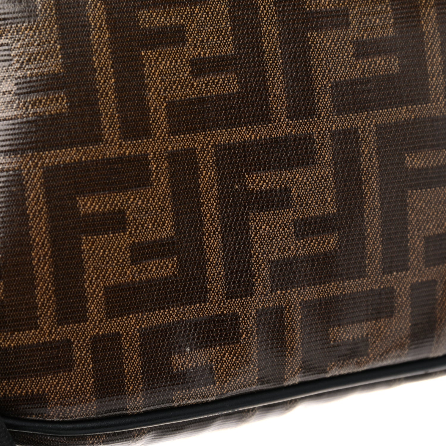 Fendi Glazed Fabric Vitello Century FF 1974 Stamp Patch Mens Pocket Belt Bag Mogano Panna Black 21 of 21