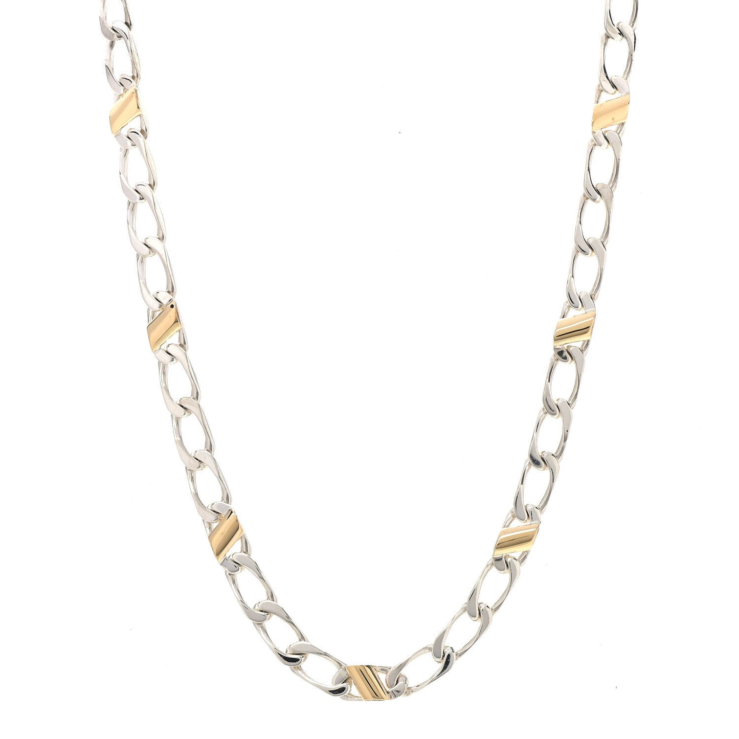 Sterling Silver 18K Yellow Gold Curb Link Chain Necklace