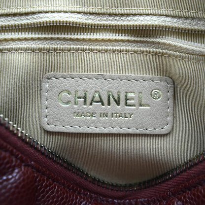 Chanel Caviar Quilted Pochette Dark Red 7 of 10