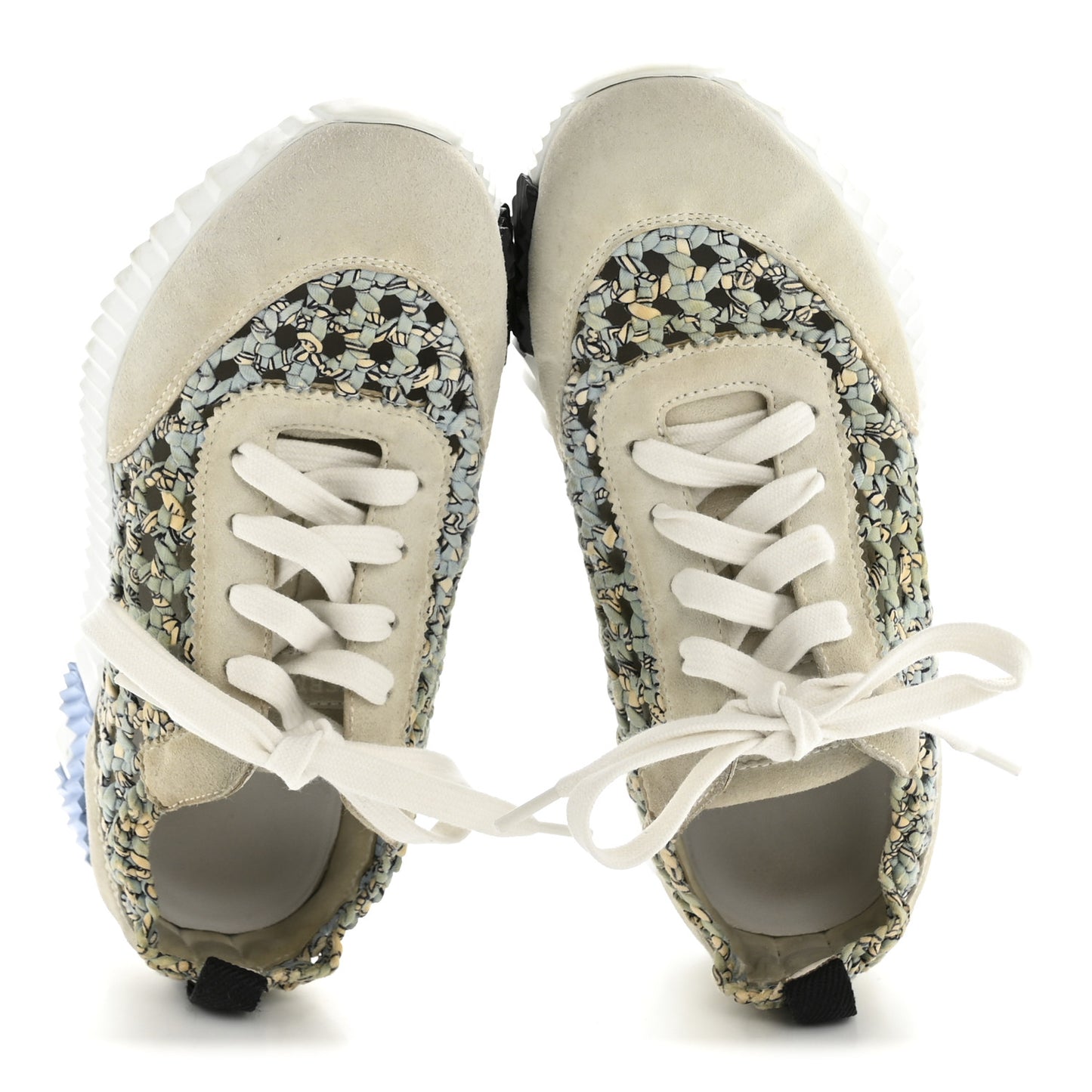 Braided Silk Suede Sneakers 35 Bleu Clair White