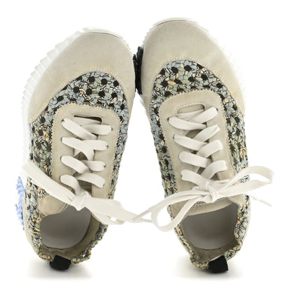 Hermes Braided Silk Suede Sneakers 35 Bleu Clair White 2 of 12