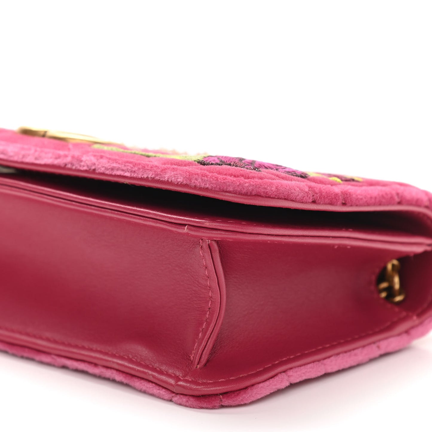 Velvet Matelasse Love Embroidered GG Marmont Mini Bag Light Raspberry Rose