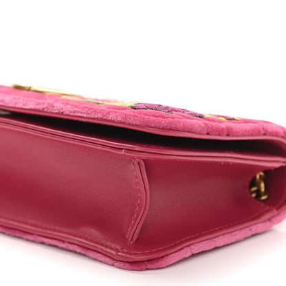 Gucci Velvet Matelasse Love Embroidered GG Marmont Mini Bag Light Raspberry Rose 9 of 9
