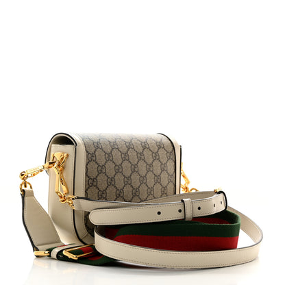 Gucci GG Supreme Monogram Web Mini Horsebit 1955 Shoulder Bag Beige Mystic White 2 of 11