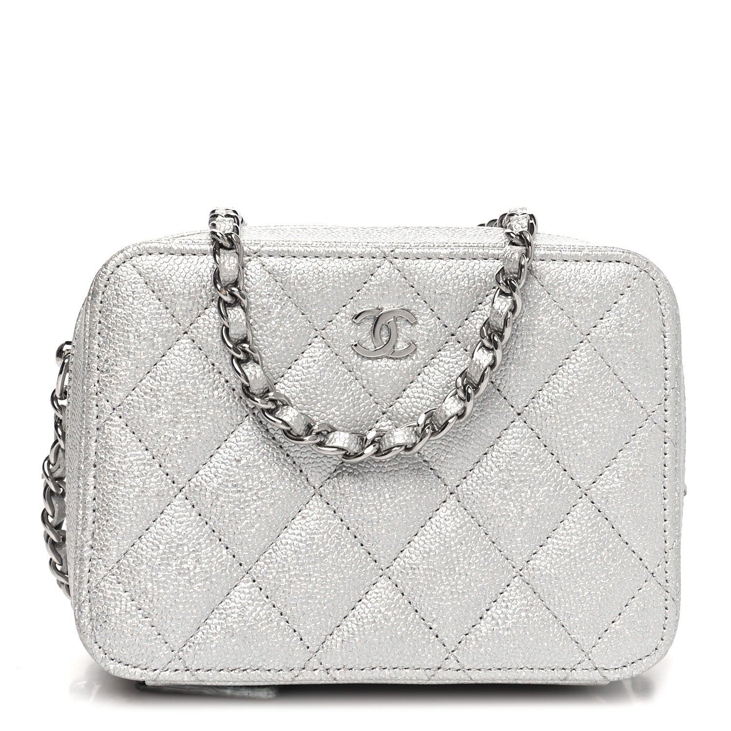 Chanel Metallic Caviar Quilted Camera Bag Silver 1 of 11