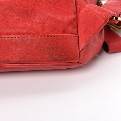 MCM Lambskin Fox Fur Small Stark Insignia Backpack Red 13 of 18