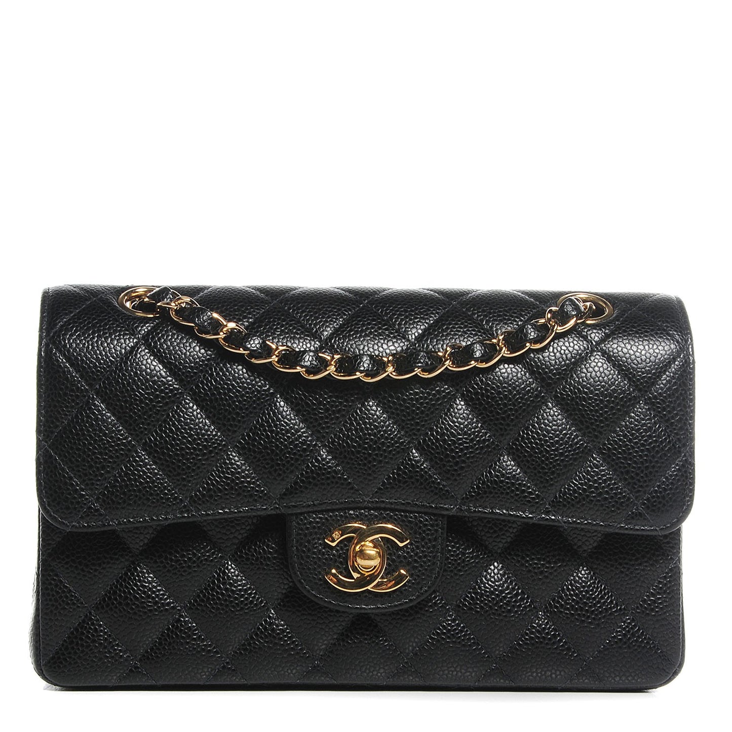 Caviar Quilted Small Double Flap Black