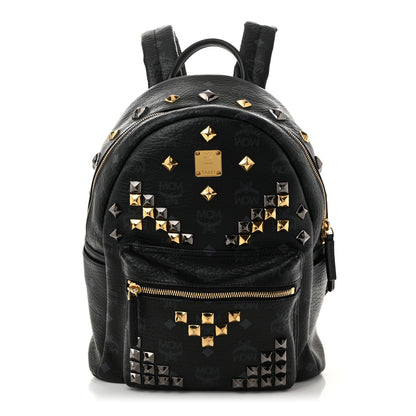 MCM Grained Calfskin Visetos Studded Small Stark M Backpack Black 1 of 10