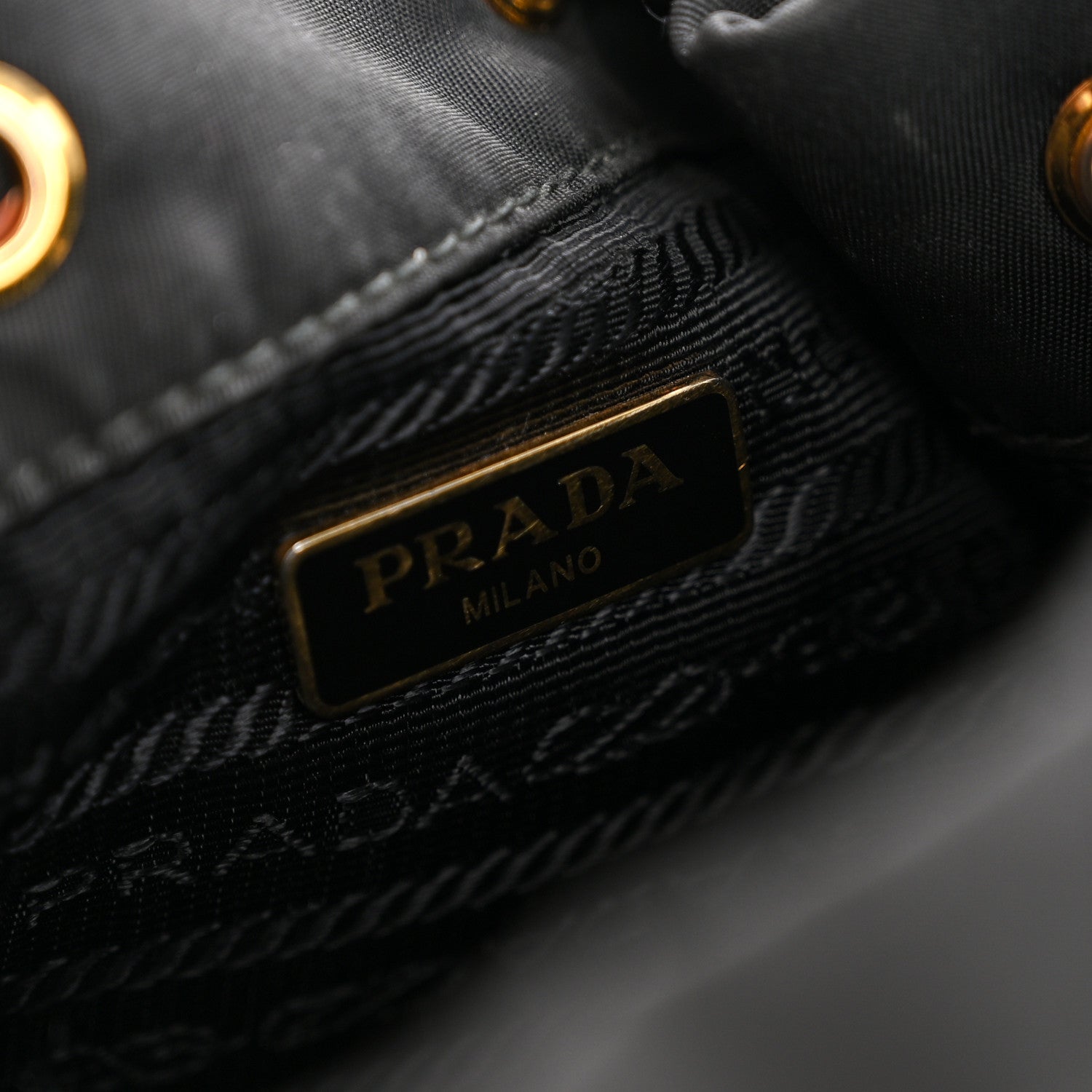 Prada Saffiano Tessuto Nylon Mini Bucket Crossbody Bag Black 6 of 13