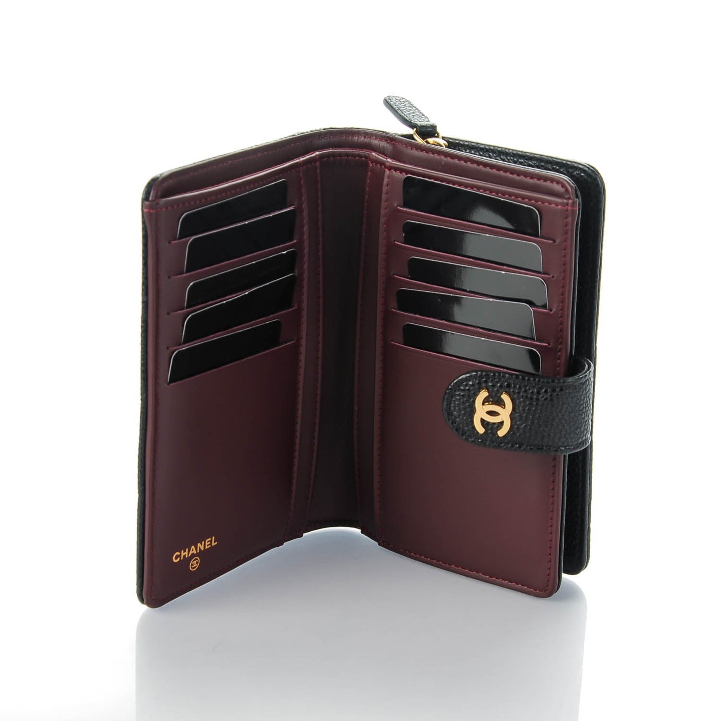 Caviar Quilted Zipped Pocket Wallet Black