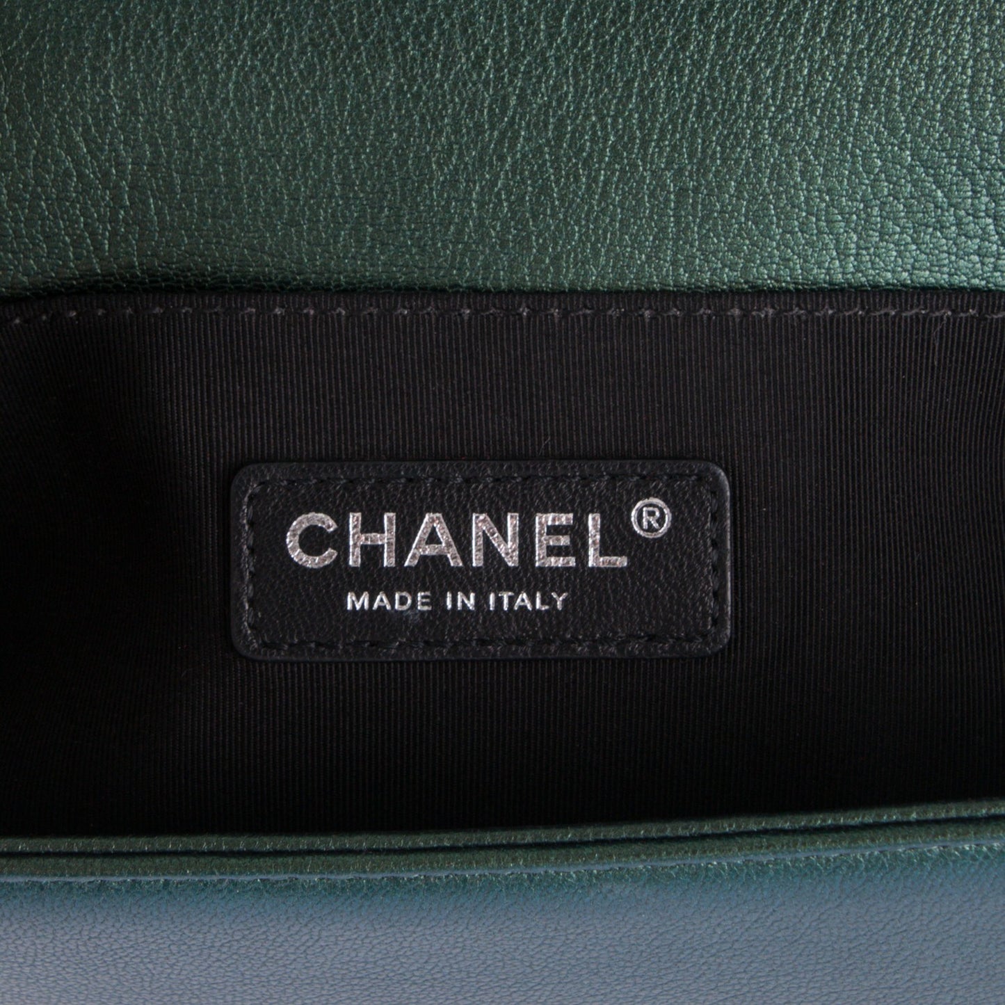 Iridescent Goatskin Quilted Medium Boy Flap Green
