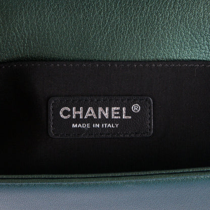 Chanel Iridescent Goatskin Quilted Medium Boy Flap Green 6 of 8