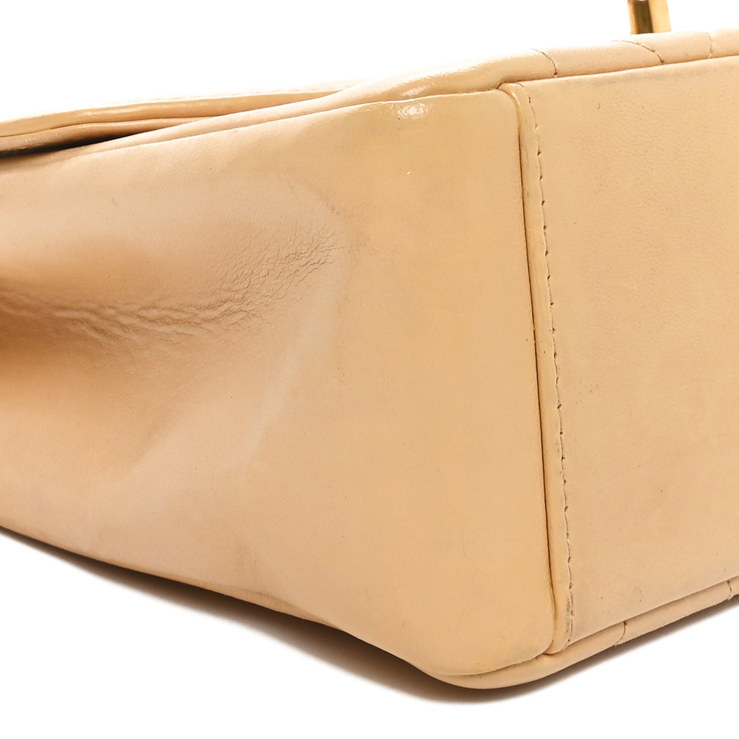 Lambskin Quilted Medium Single Flap Beige