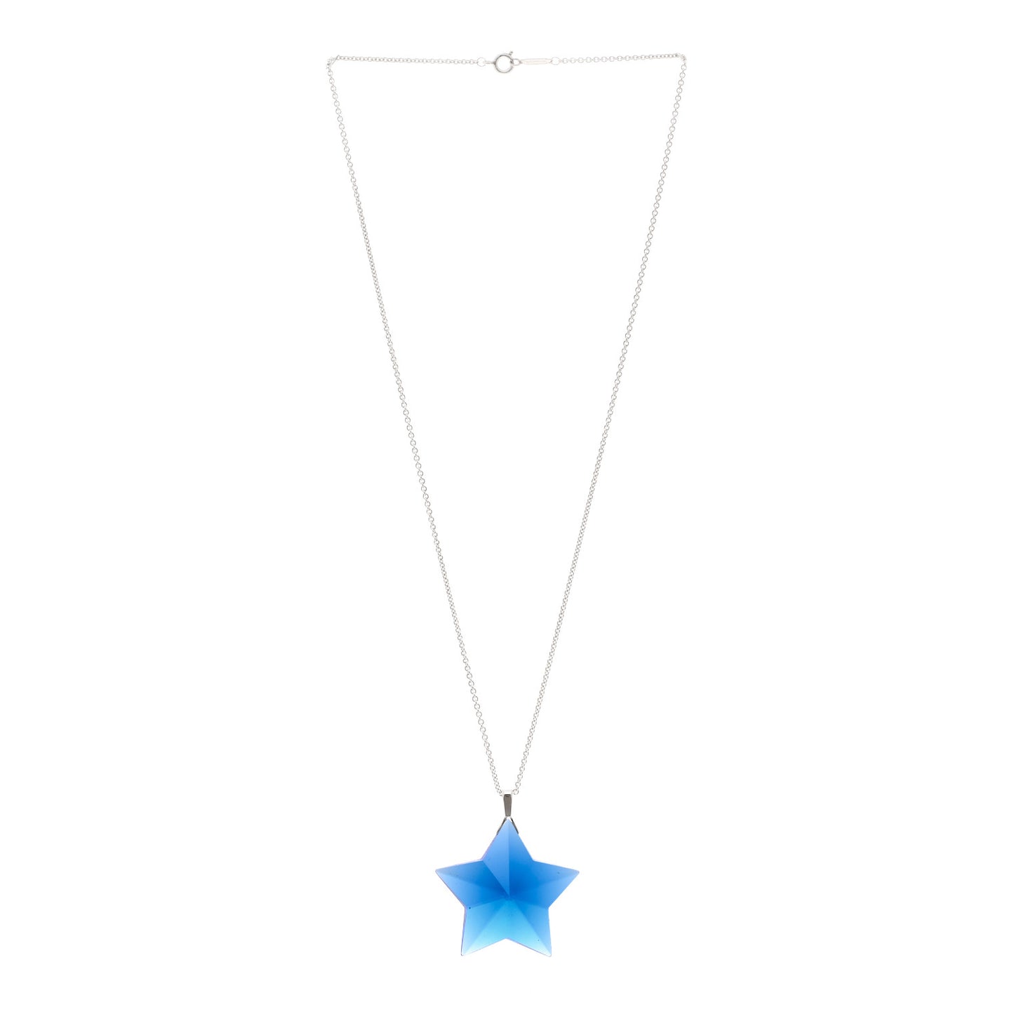 Sterling Silver Blue Crystal Star Pendant Necklace
