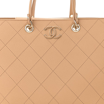 Chanel Bullskin Stitched Medium Shopping Bag Beige 8 of 10