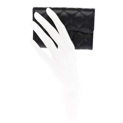 Chanel Caviar Quilted Flap Card Holder Wallet Navy Blue 2 of 10
