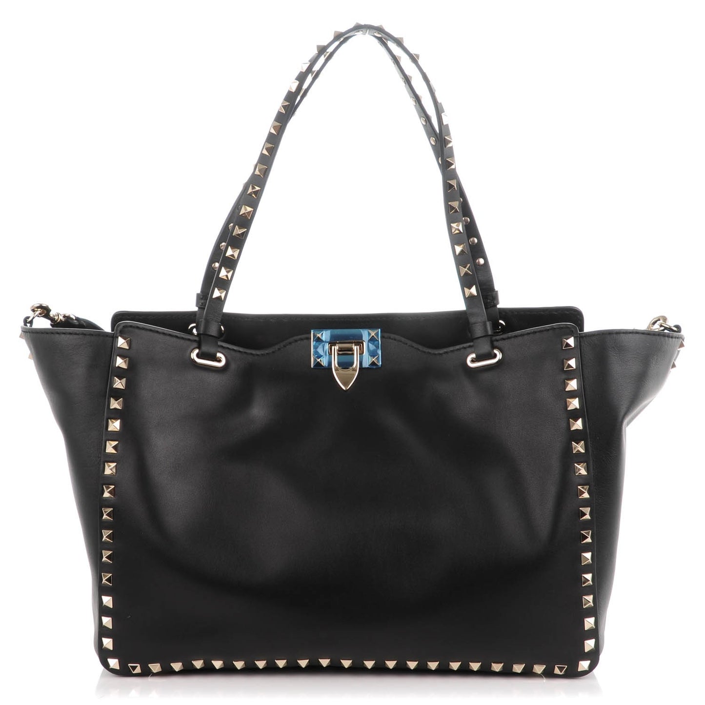 Vitello Medium Rockstud Tote Black