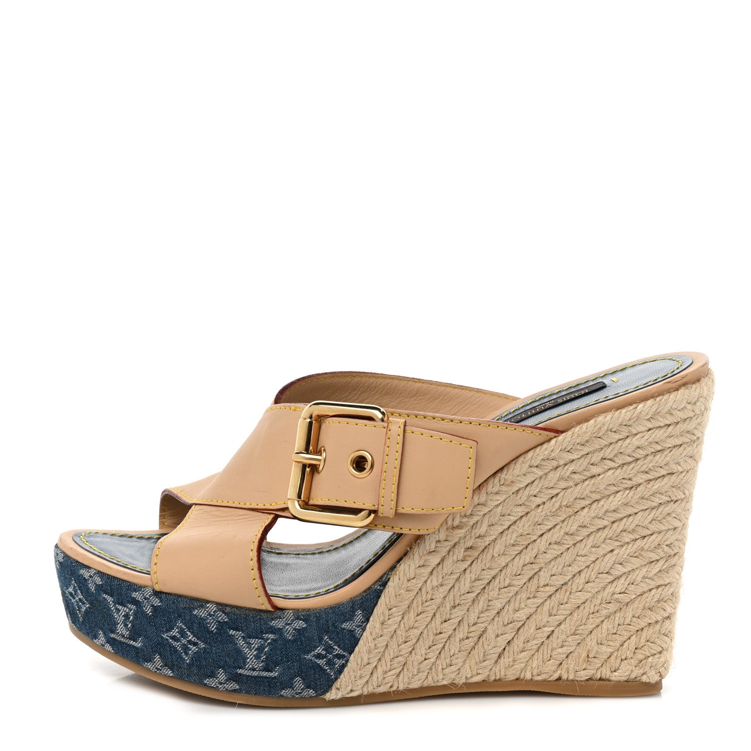 Louis Vuitton Vachetta Denim Juan Les Pins Espadrille Wedge Heels 38.5 Blue 1 of 10
