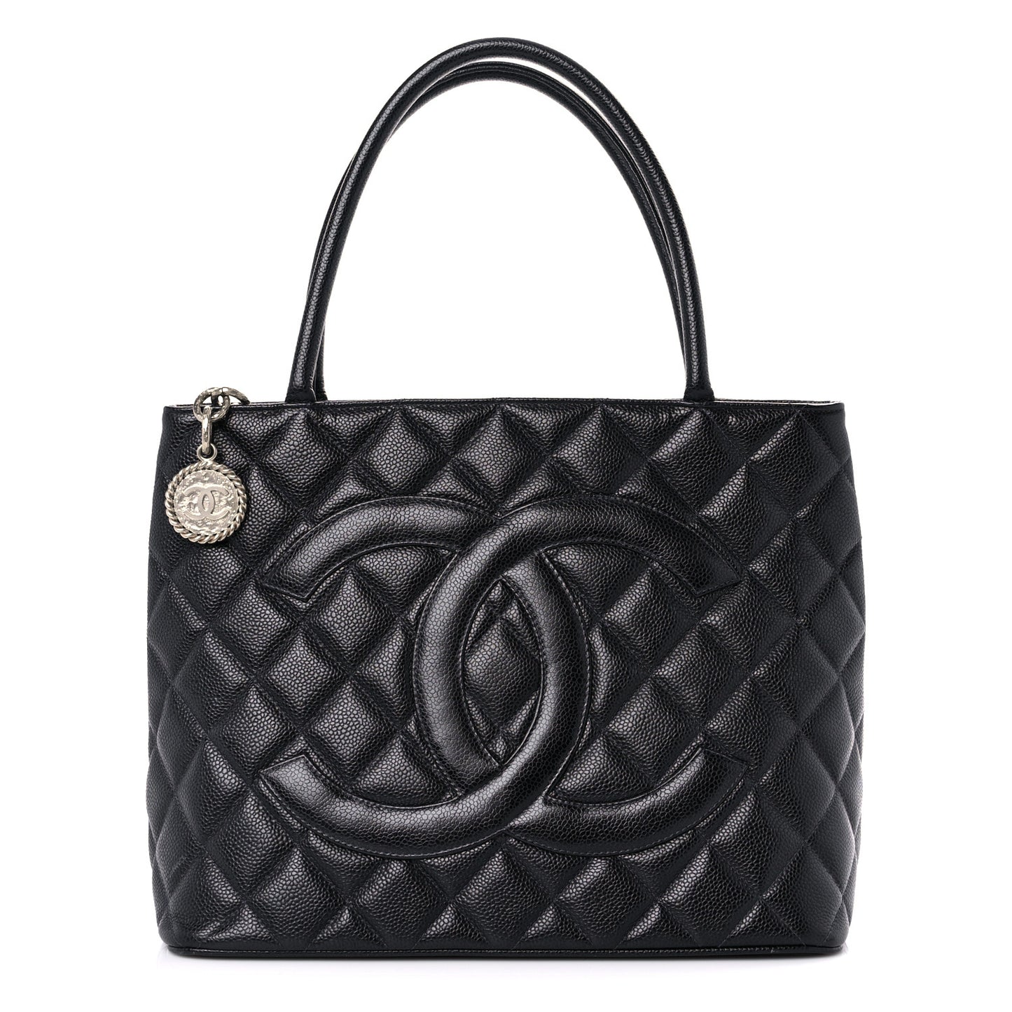 Caviar Quilted Medallion Tote Navy