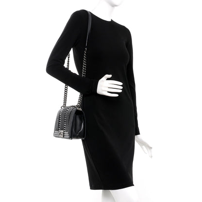 Chanel Calfskin Pleated Medium Boy Flap Black 2 of 11