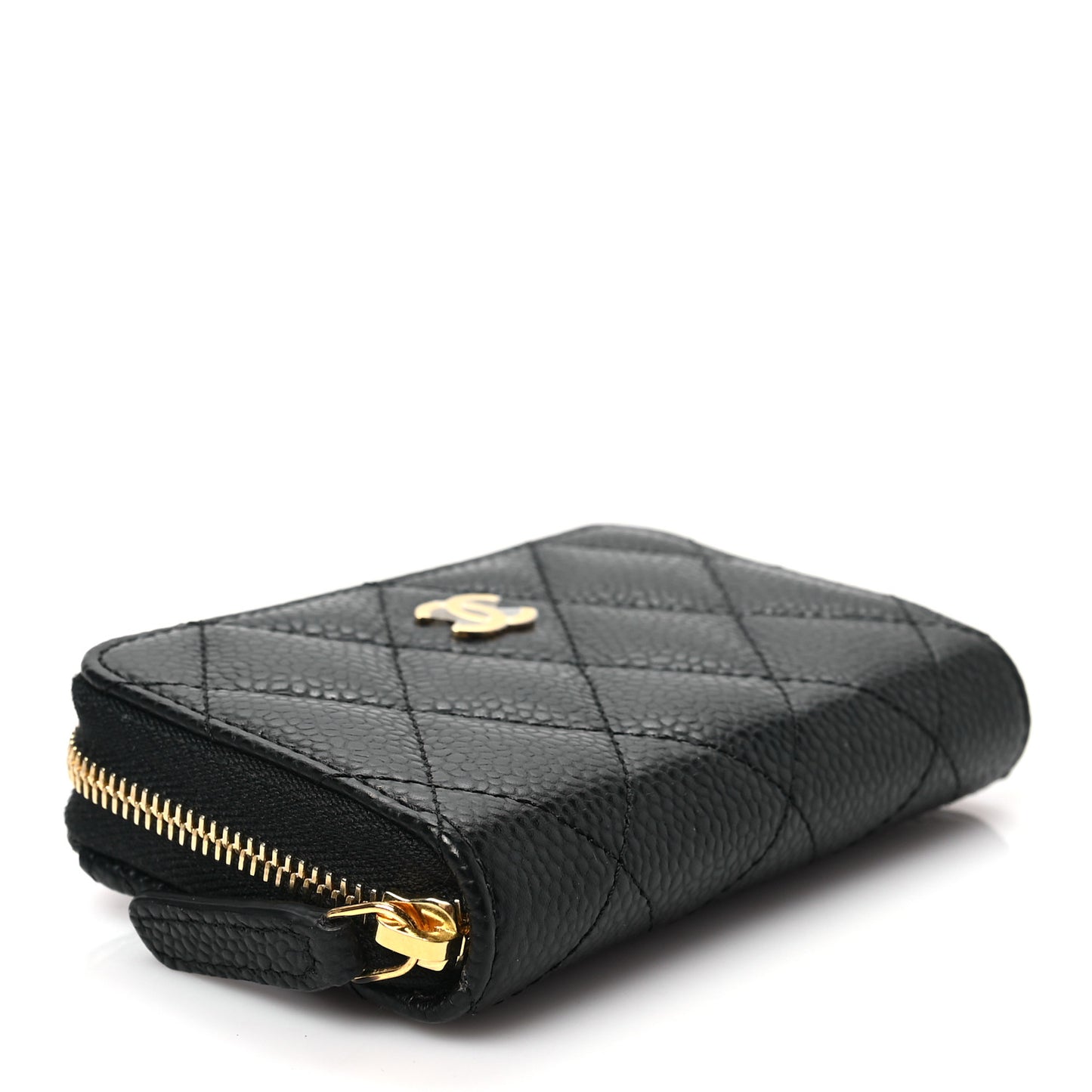 Caviar Quilted Classic Zipped Coin Purse Black