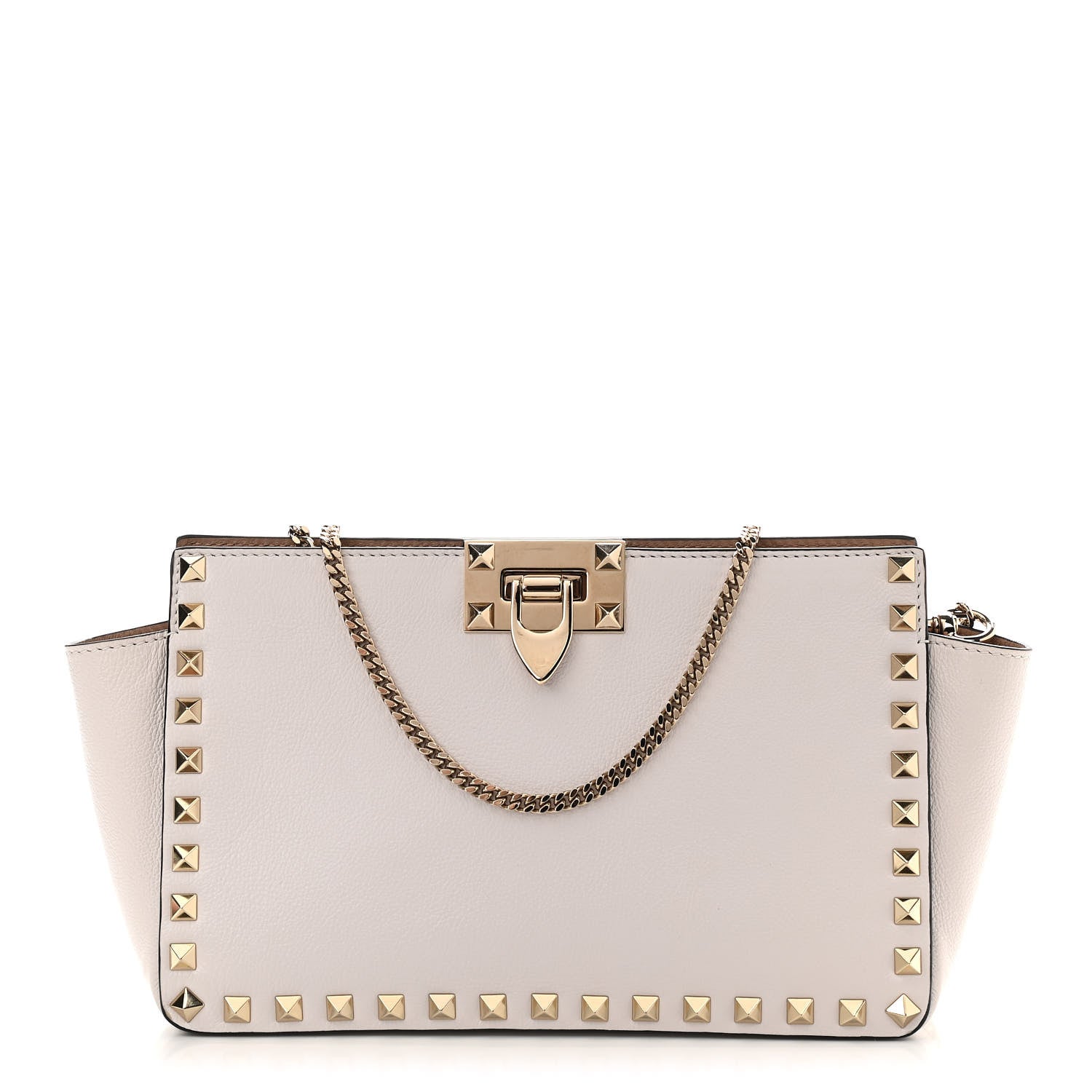 Valentino Garavani Vitello Rockstud Chain Clutch White 1 of 9