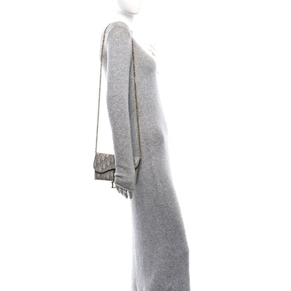 Christian Dior Oblique Saddle Chain Long Wallet Grey 2 of 11