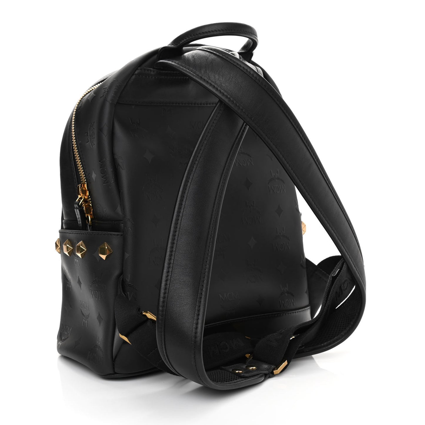 Coated Canvas Medium Studded Backpack Black