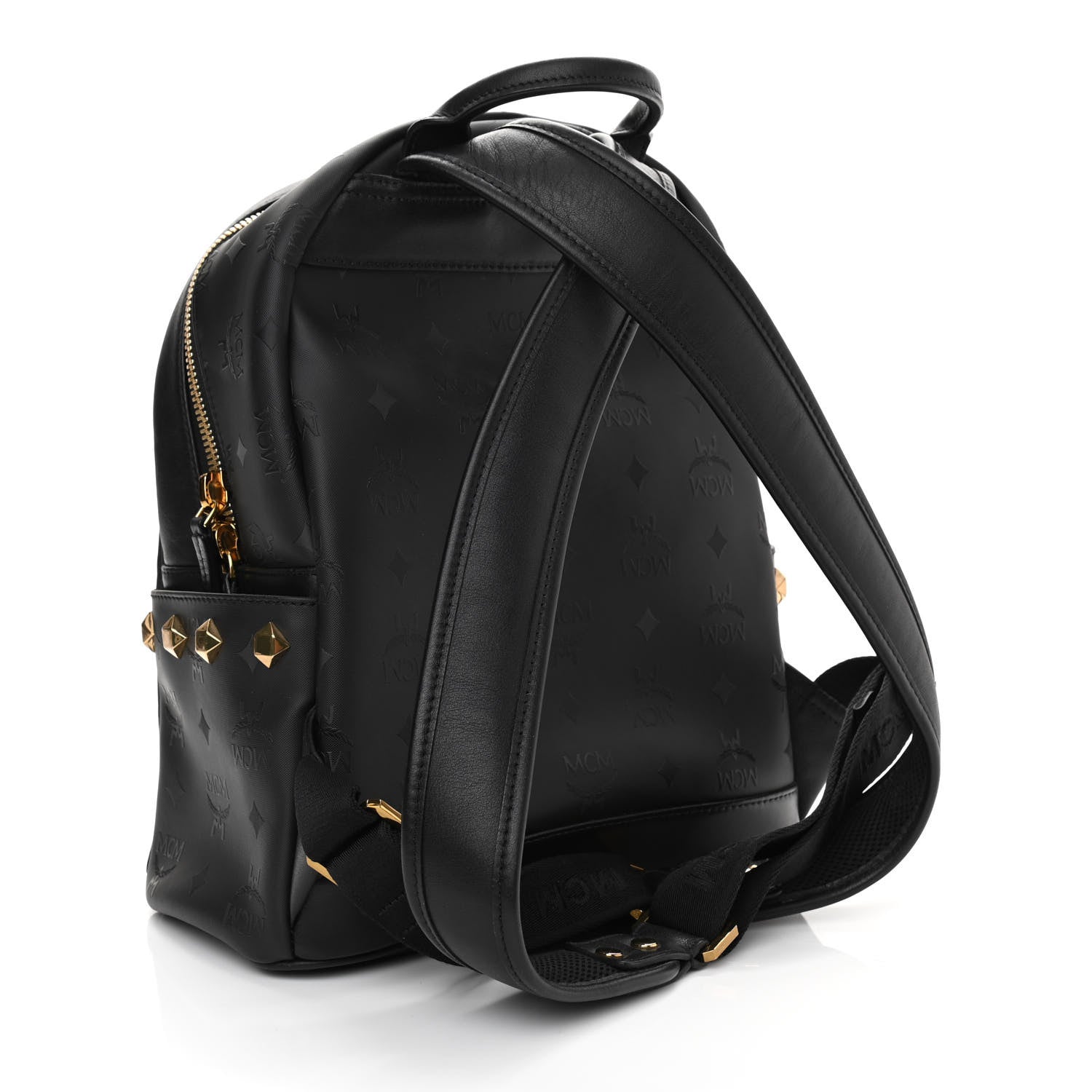 MCM Coated Canvas Medium Studded Backpack Black 3 of 12