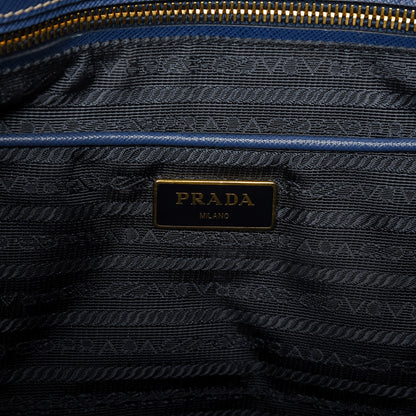 Prada Saffiano Lux Medium Bi-Color Tote Bluette Turchese 7 of 11