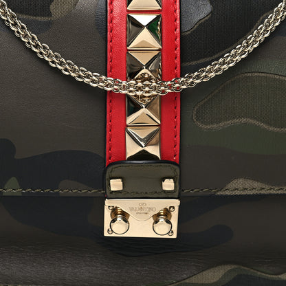 Valentino Garavani Nappa Canvas Camouflage Medium Glam Lock Rockstud Flap Verde 7 of 9