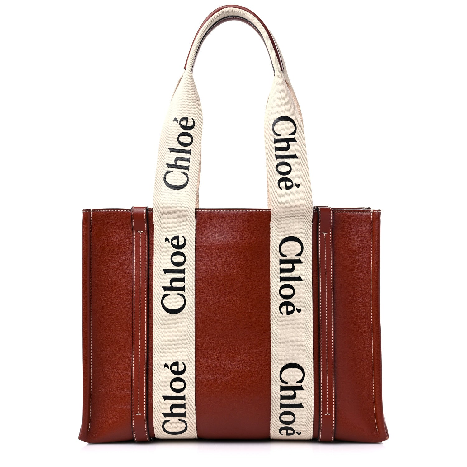 Chloe Calfskin Medium Woody Ribbon Tote Sepia Brown 1 of 12