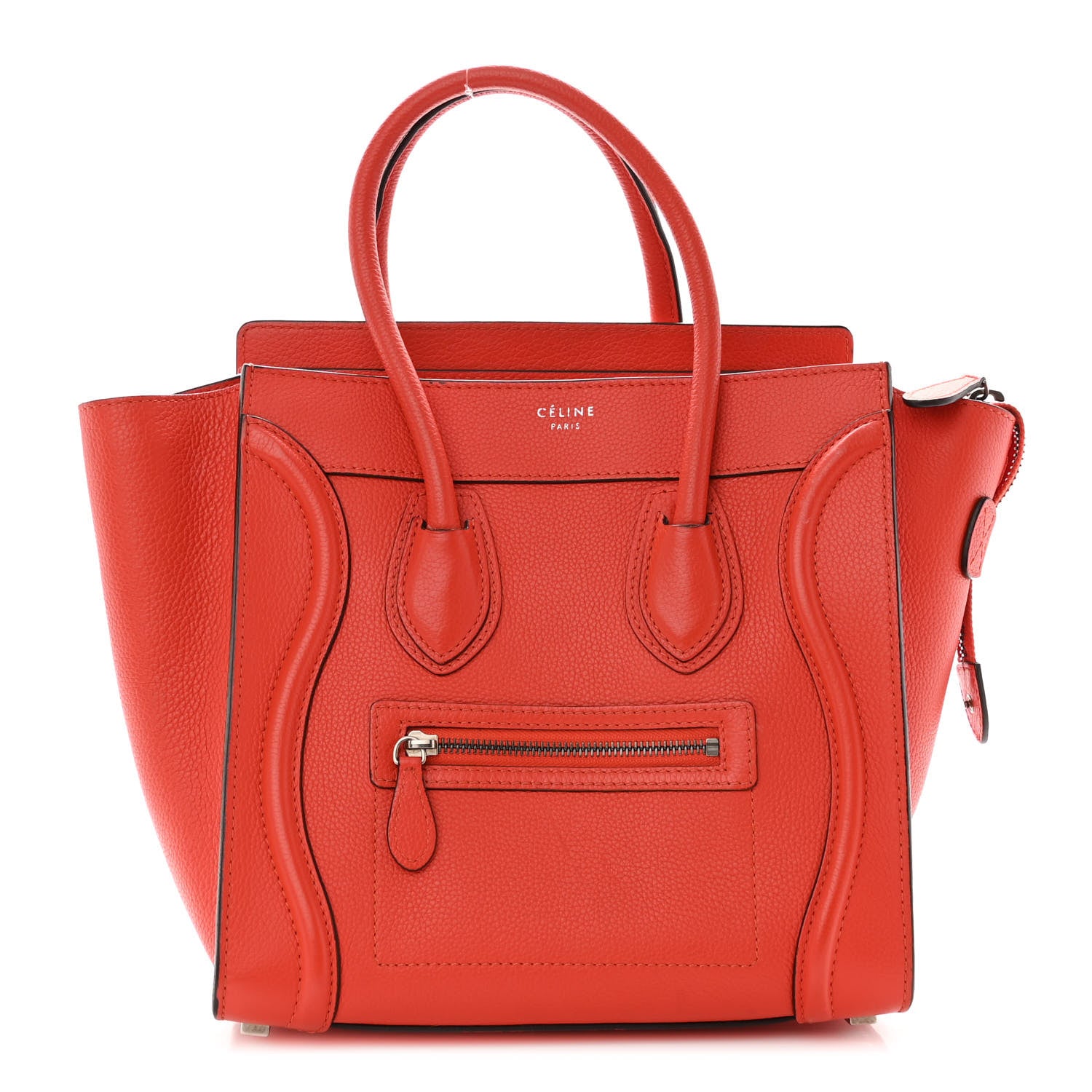 Celine Drummed Calfskin Micro Luggage Vermillion 1 of 11