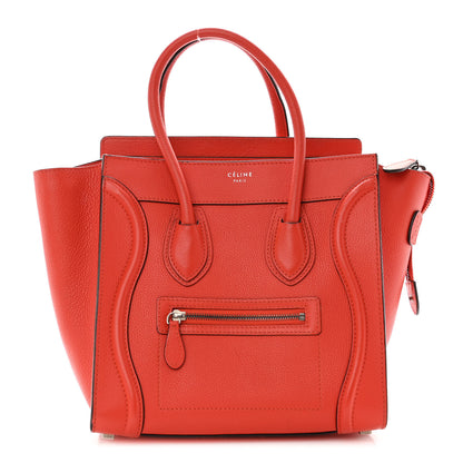 Celine Drummed Calfskin Micro Luggage Vermillion 1 of 11