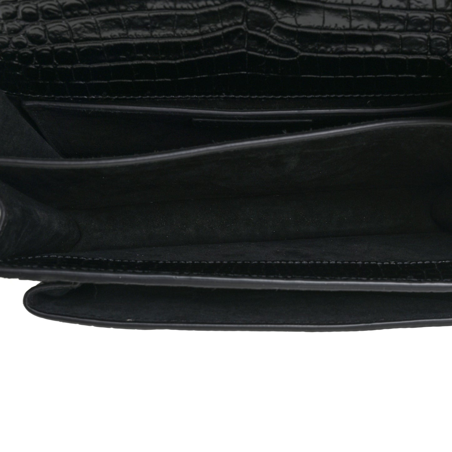 Calfskin Crocodile Embossed Medium Monogram Sunset Black