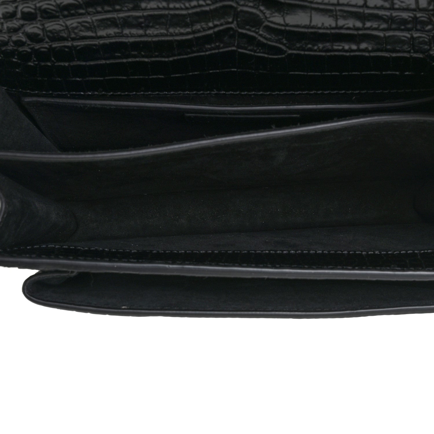 Saint Laurent Calfskin Crocodile Embossed Medium Monogram Sunset Black 4 of 16