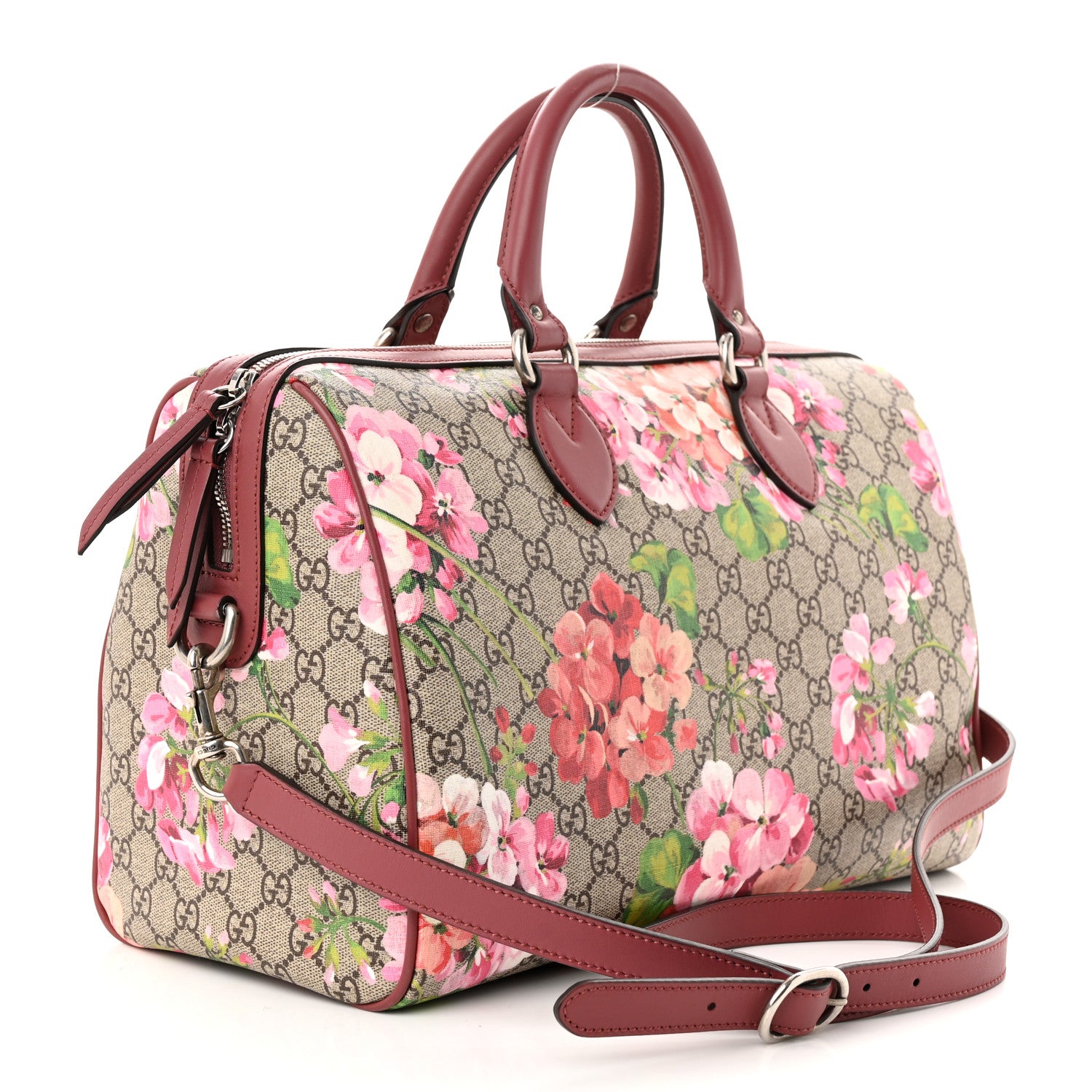 Gucci GG Supreme Monogram Blooms Medium Boston Beige Multicolor Dry Rose 3 of 10